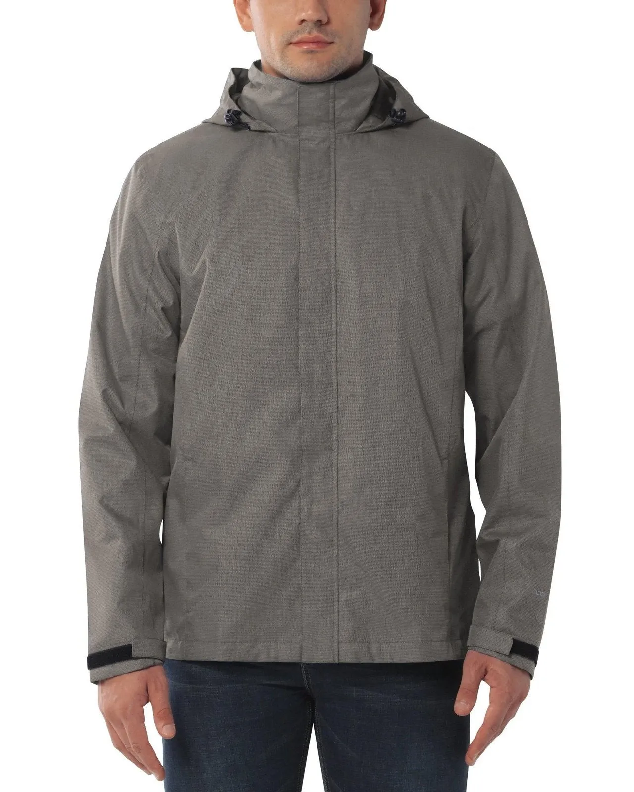 10000mm W/P Index 5000 Level Breathable Men's Stow-away Hood Rain Jacket with 2 Multi Pockets