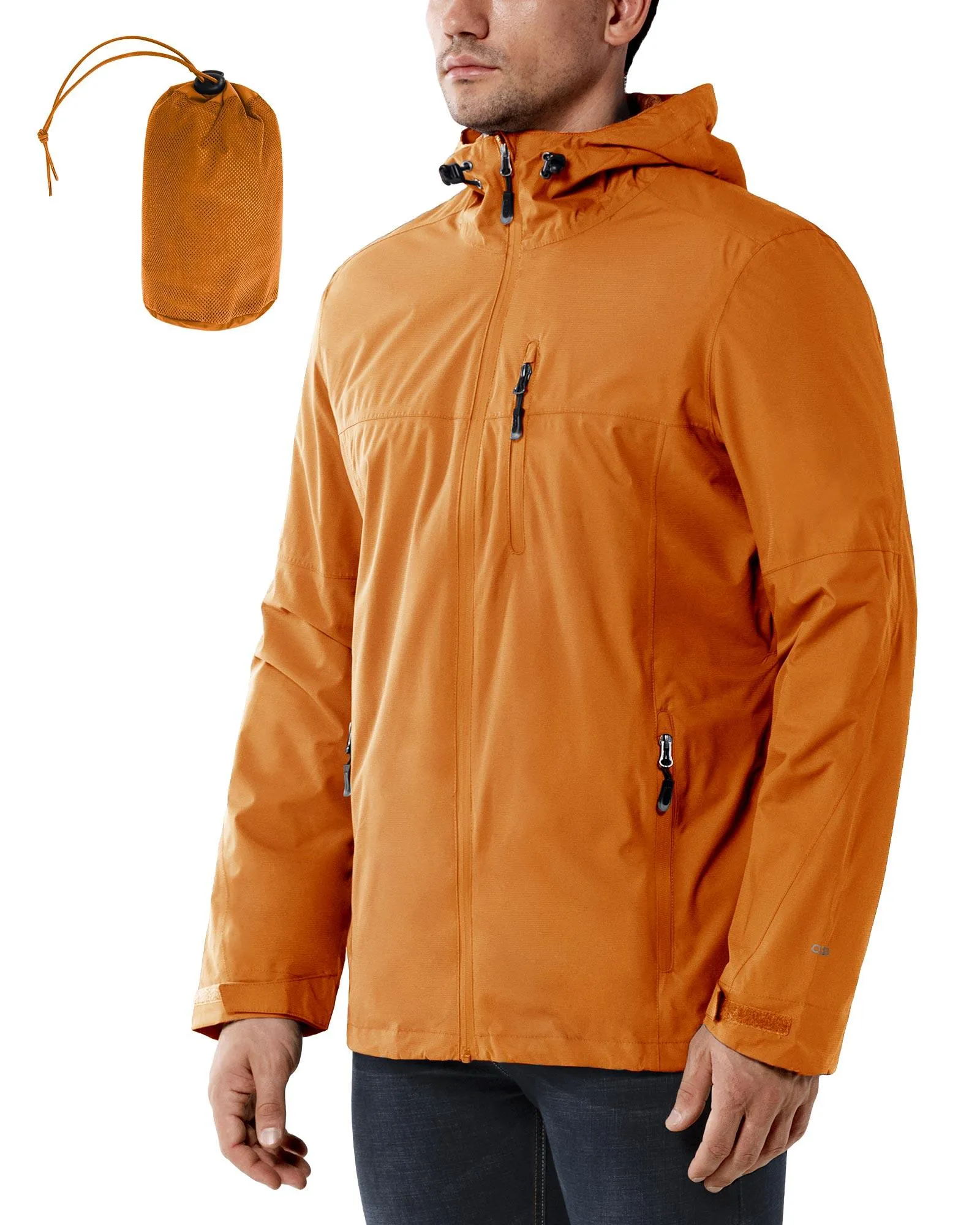 1.39 lbs 10000mm W/P Index 10000 Level Breathable Men's Packable Rain Jacket with 4 Multi Pockets