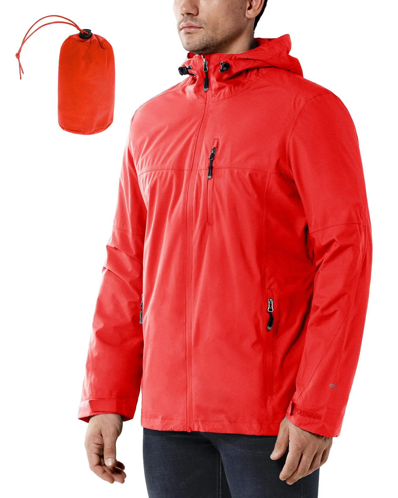 1.39 lbs 10000mm W/P Index 10000 Level Breathable Men's Packable Rain Jacket with 4 Multi Pockets