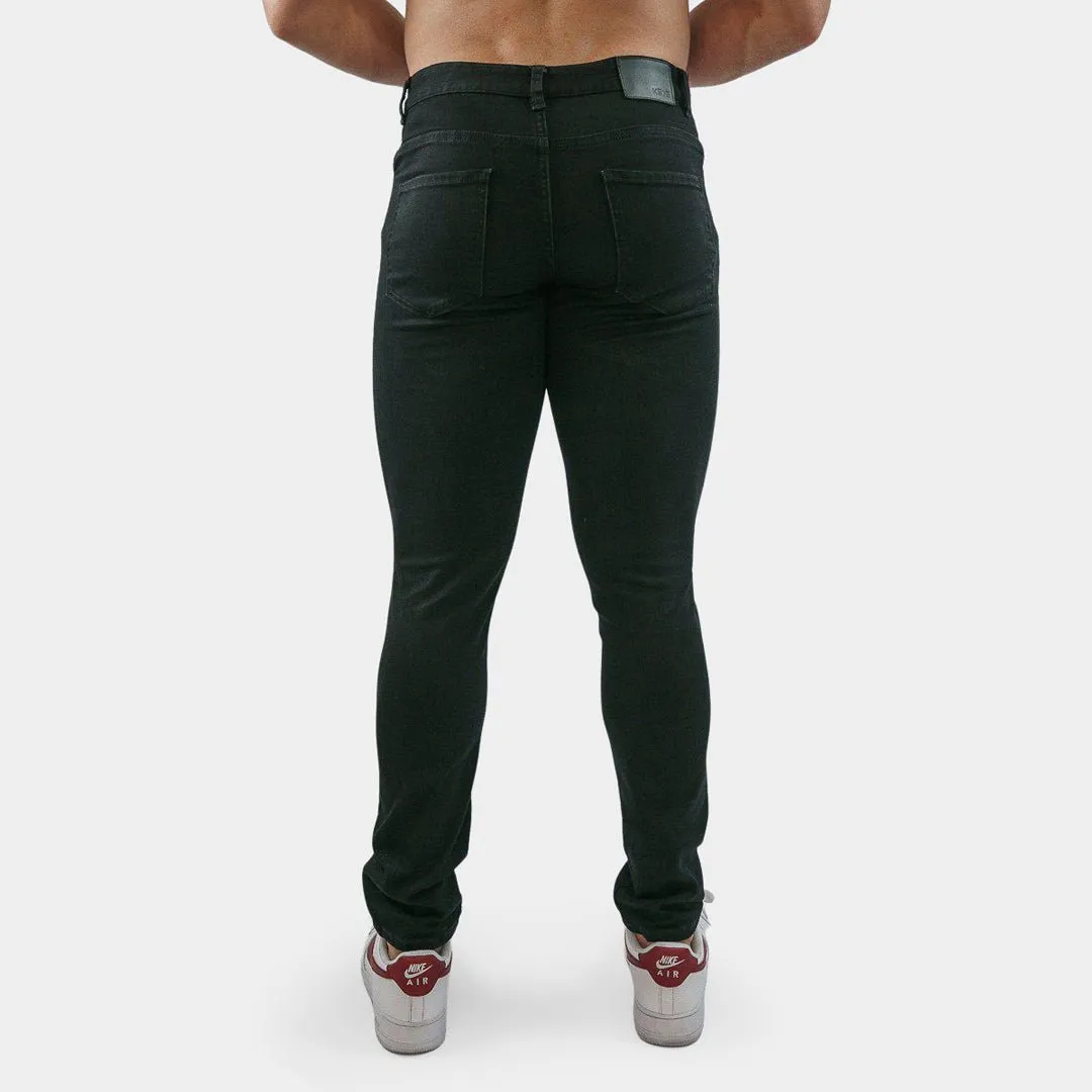 Active Tapered Slim Fit Jeans - Black Knee Rips