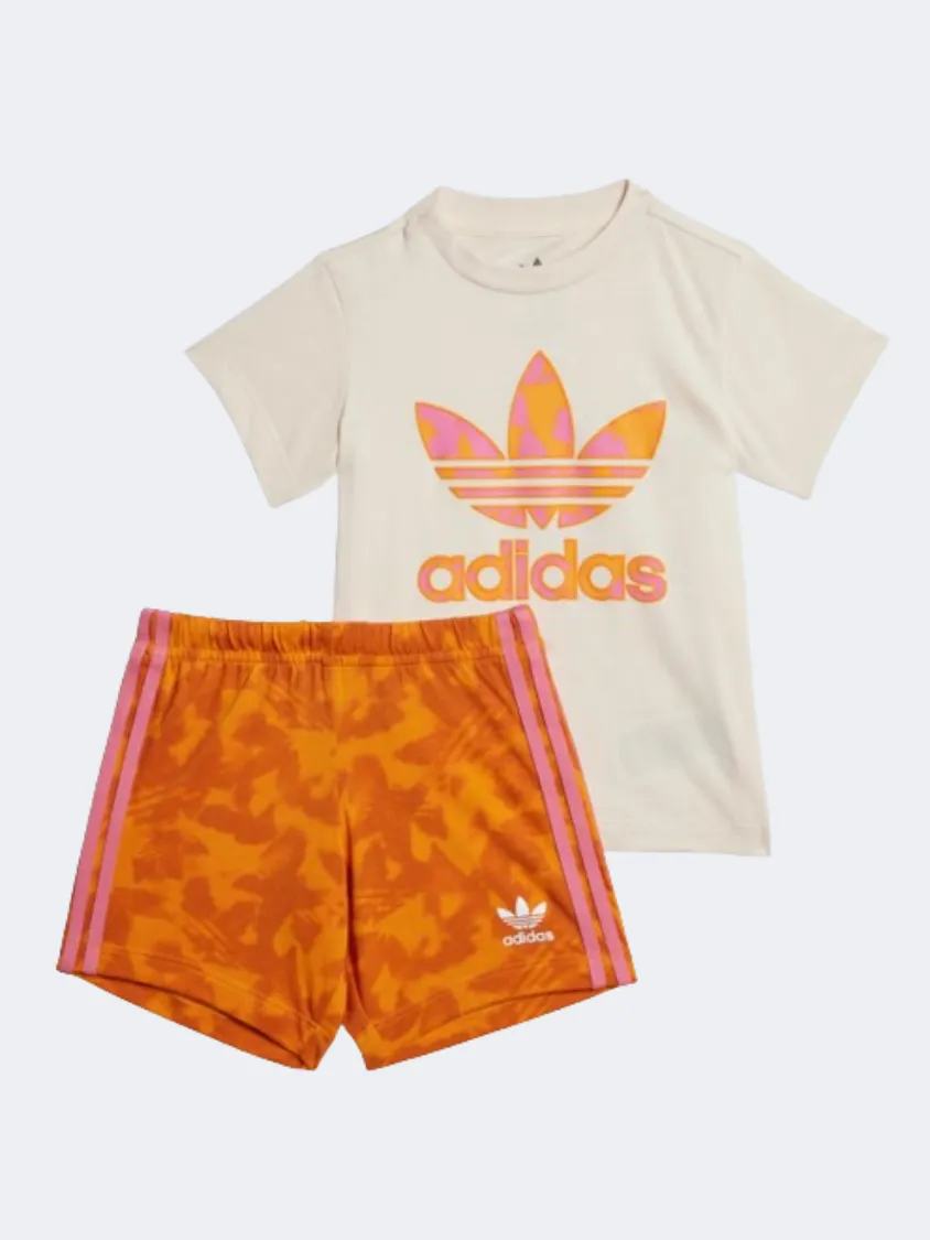 Adidas Summer Allover Print Baby Girls Original Set Wonder White/Orange