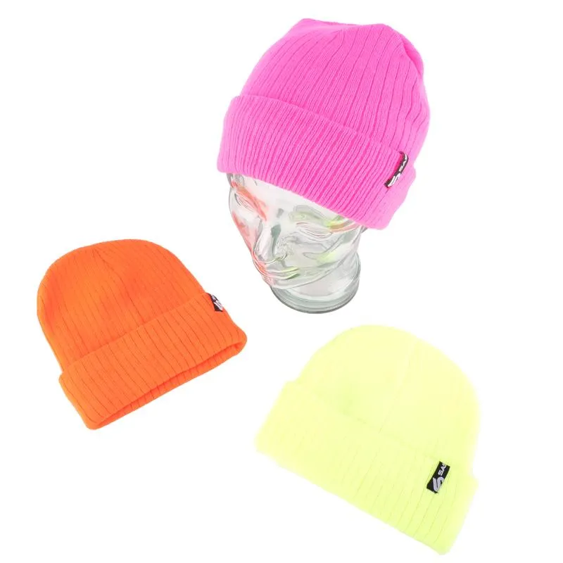 Adult Fluro Beanie Heat Control Thermal Lined Workwear Rolled Cuff Hi-Vis