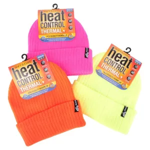 Adult Fluro Beanie Heat Control Thermal Lined Workwear Rolled Cuff Hi-Vis