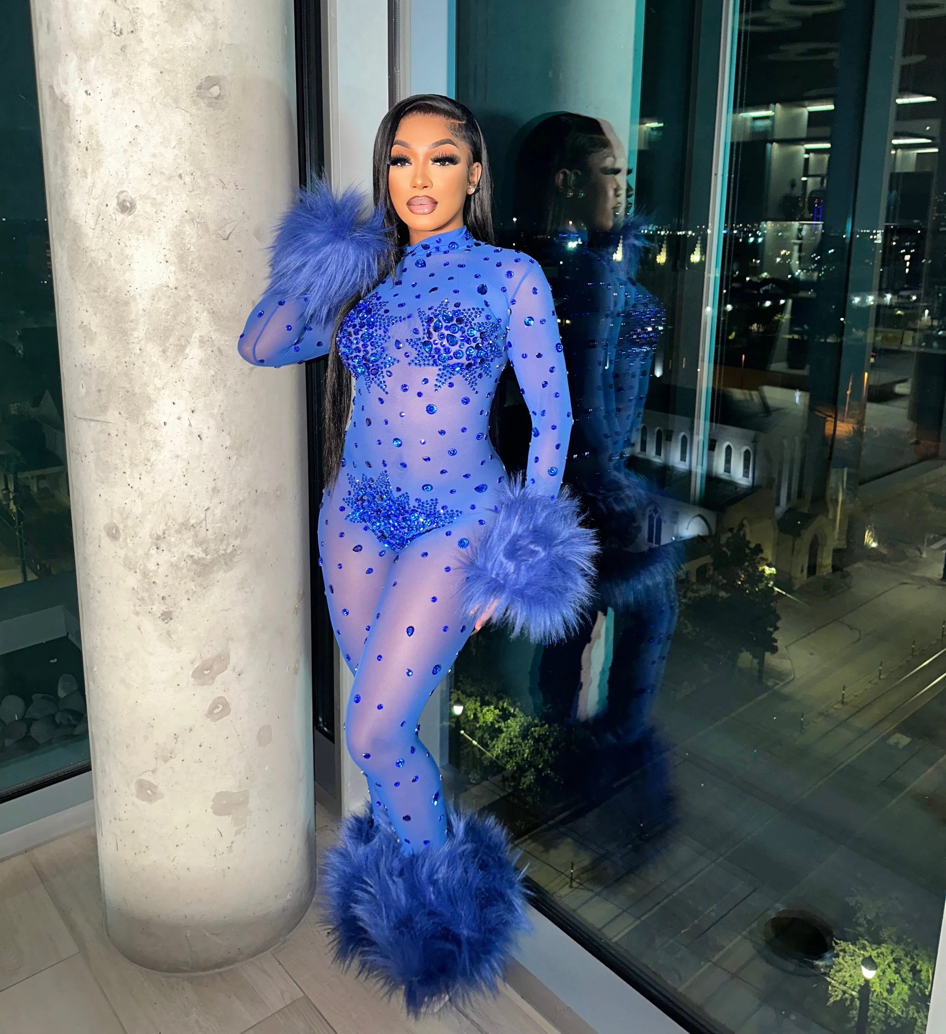 Allegra Blue Rhinestone Jumpsuit Pre-Order