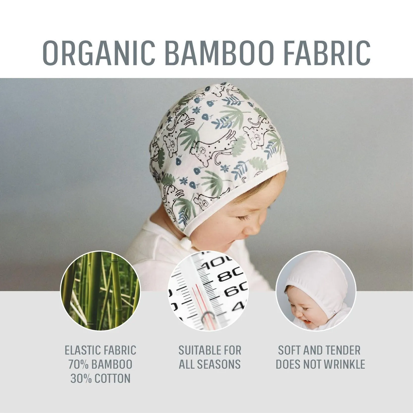 Bamboo and Cotton Double Sided Baby Beanie for Newborns Hospital Hat 03 Months