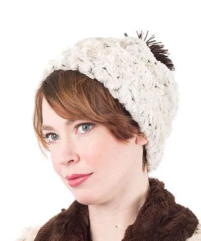 Beanie Hat, Reversible - Rosebud Faux Fur