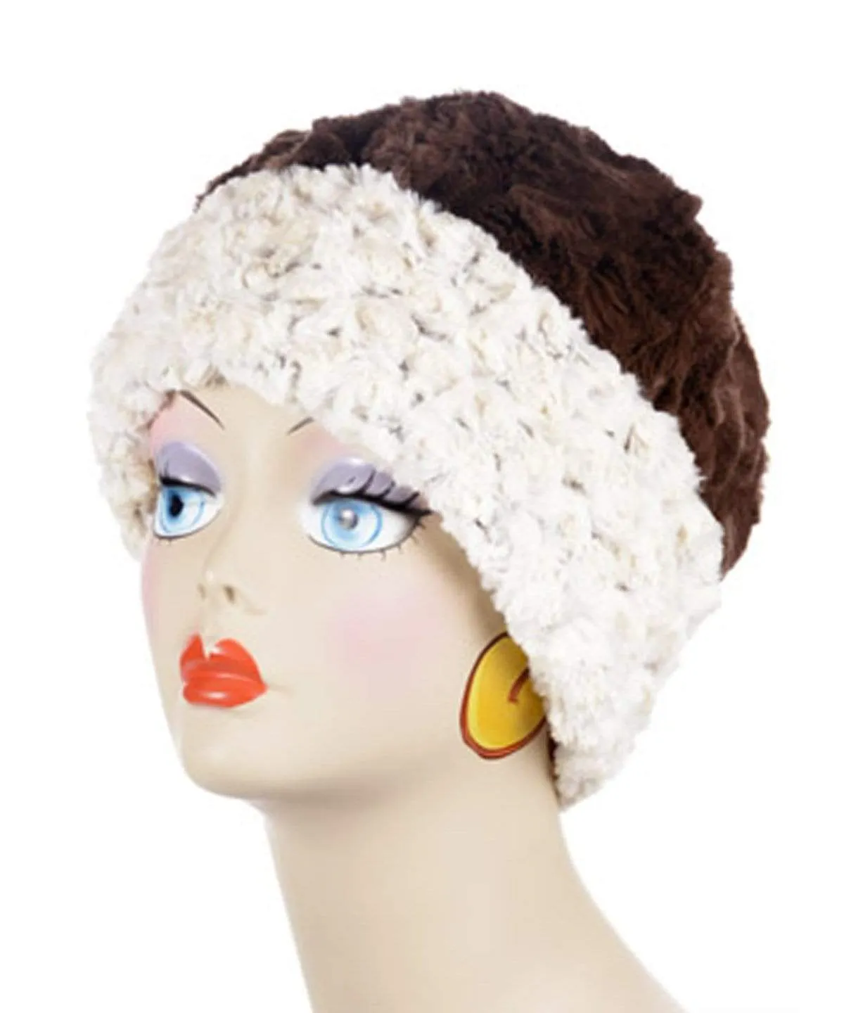 Beanie Hat, Reversible - Rosebud Faux Fur