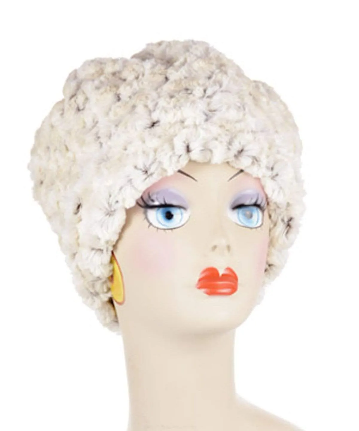 Beanie Hat, Reversible - Rosebud Faux Fur