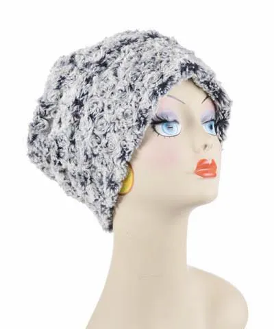 Beanie Hat, Reversible - Rosebud Faux Fur