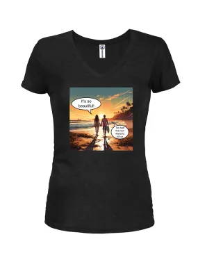 Beautiful Sunset Juniors V Neck T-Shirt