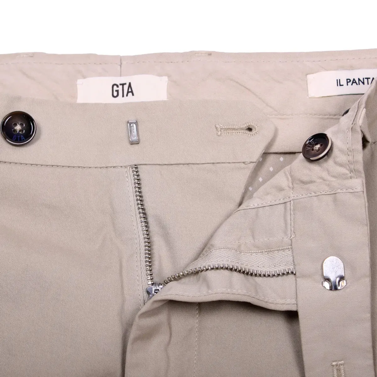 Beige Cotton Stretch Slim Fit Chino Shorts