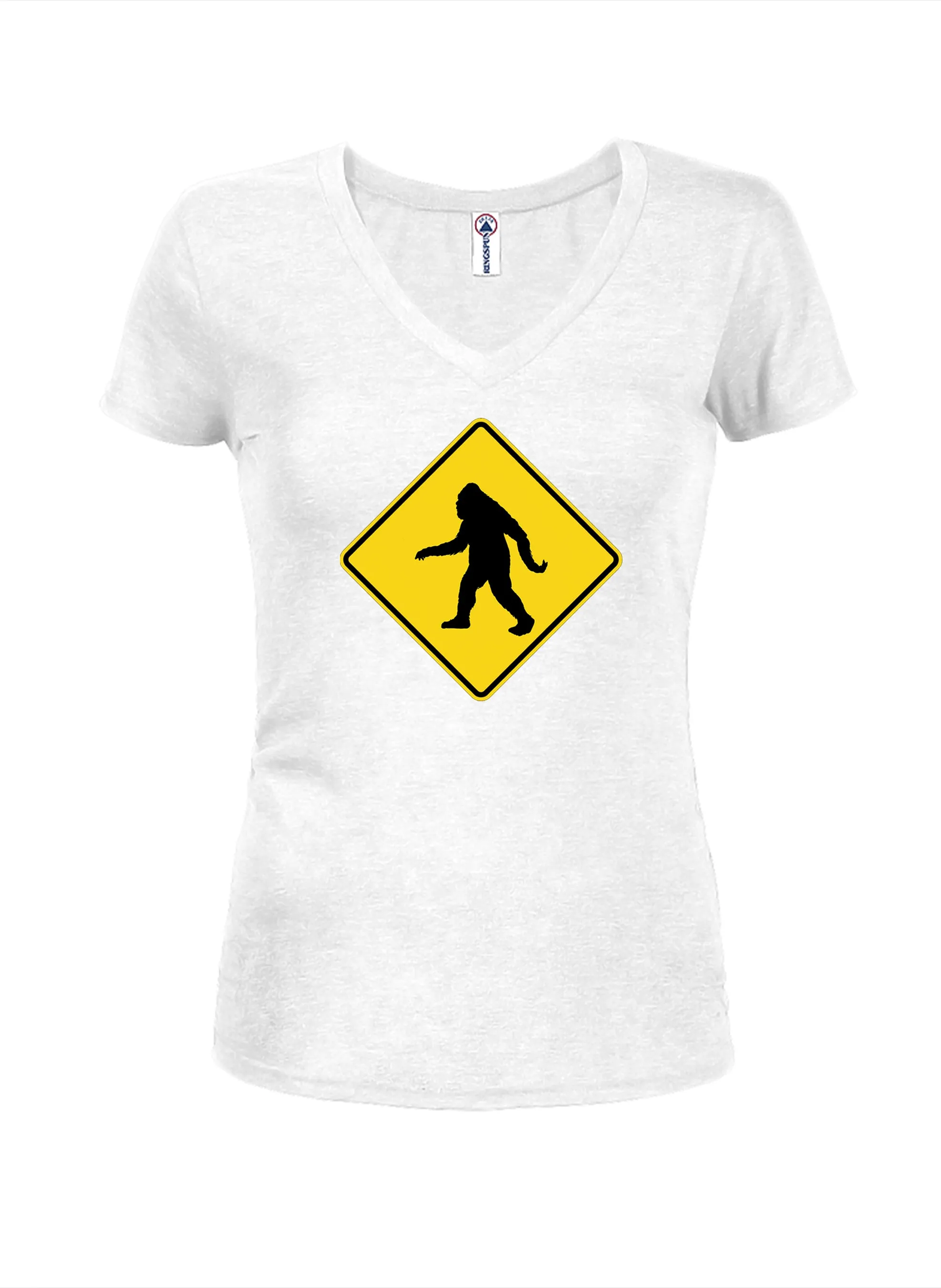 Bigfoot Crossing Juniors V Neck T-Shirt