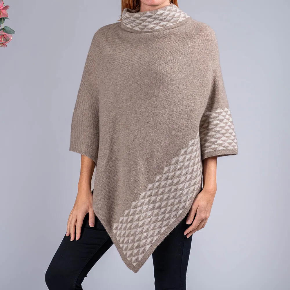 Biscuit and Cream Double Layer Cashmere Poncho