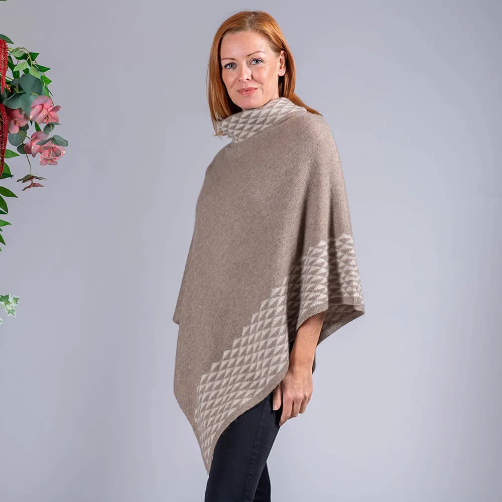 Biscuit and Cream Double Layer Cashmere Poncho