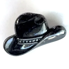 Black Western Cowboy/Cowgirl Hat Metal Button, 3/4"