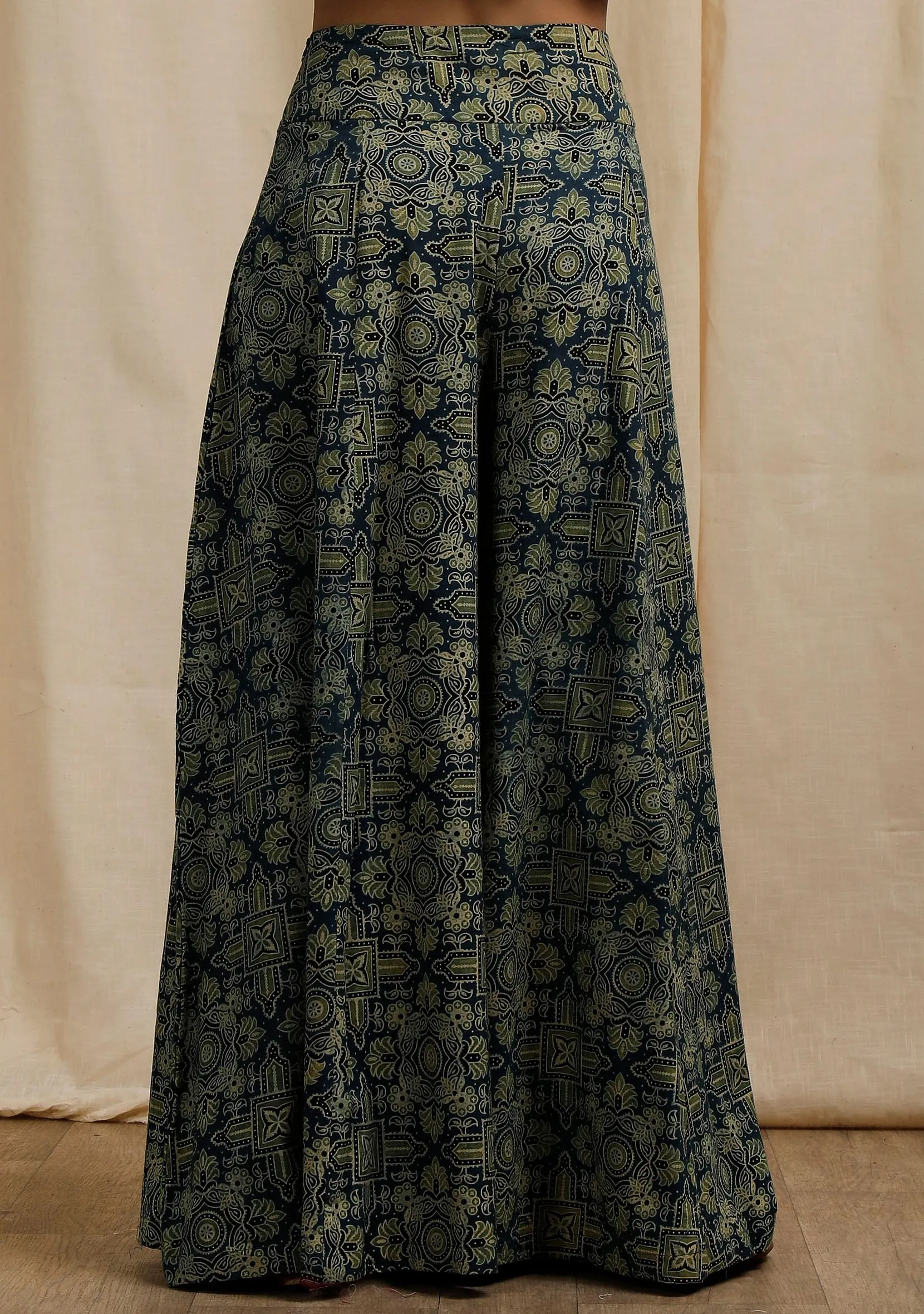 Blue Ajrakh Print Flared Pants