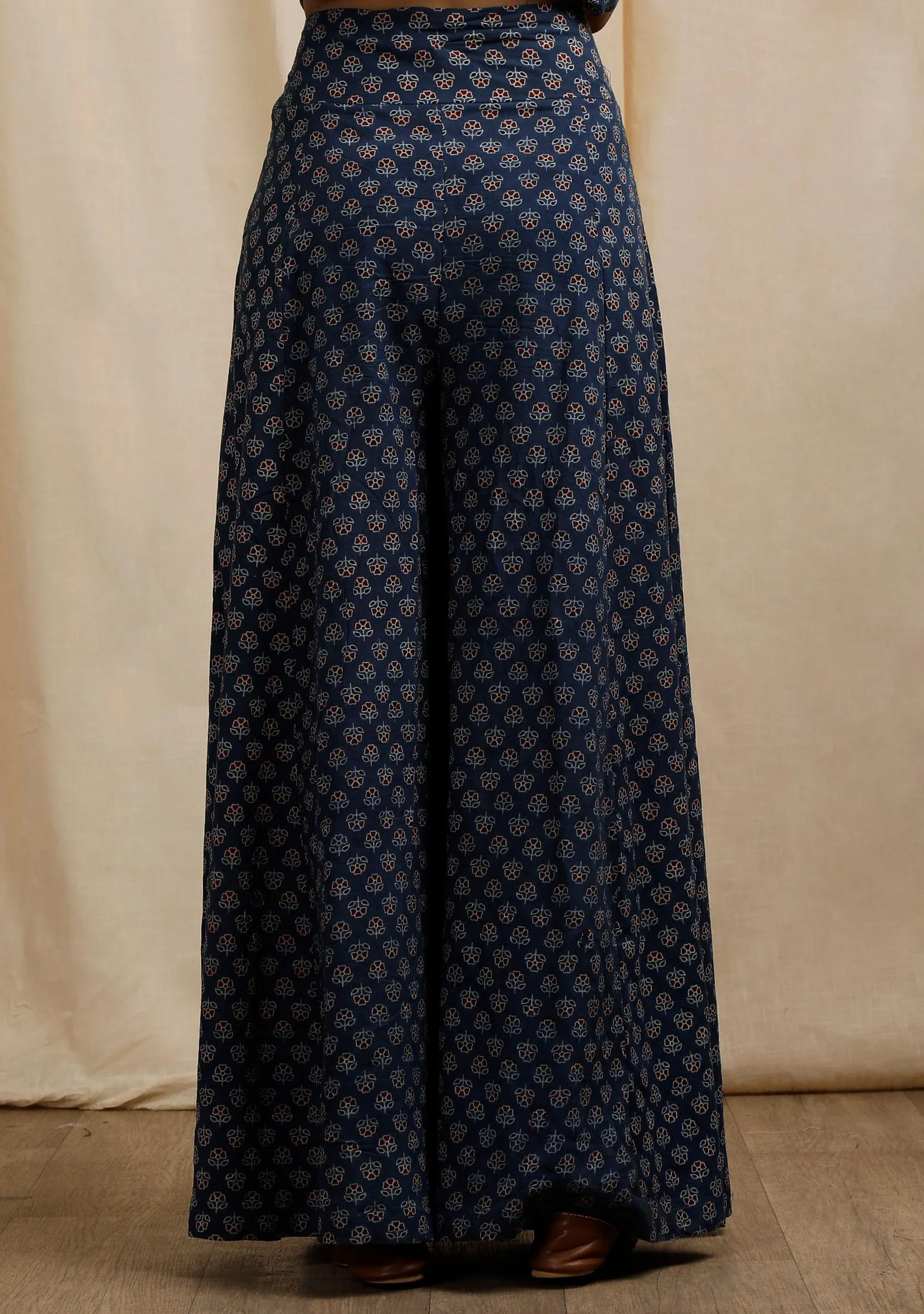 Blue Ajrakh Print Flared Pants