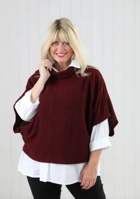 Bordeuax Cowl Poncho Top