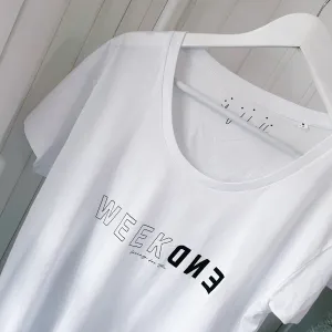 Boxy white WEEKEND  tee