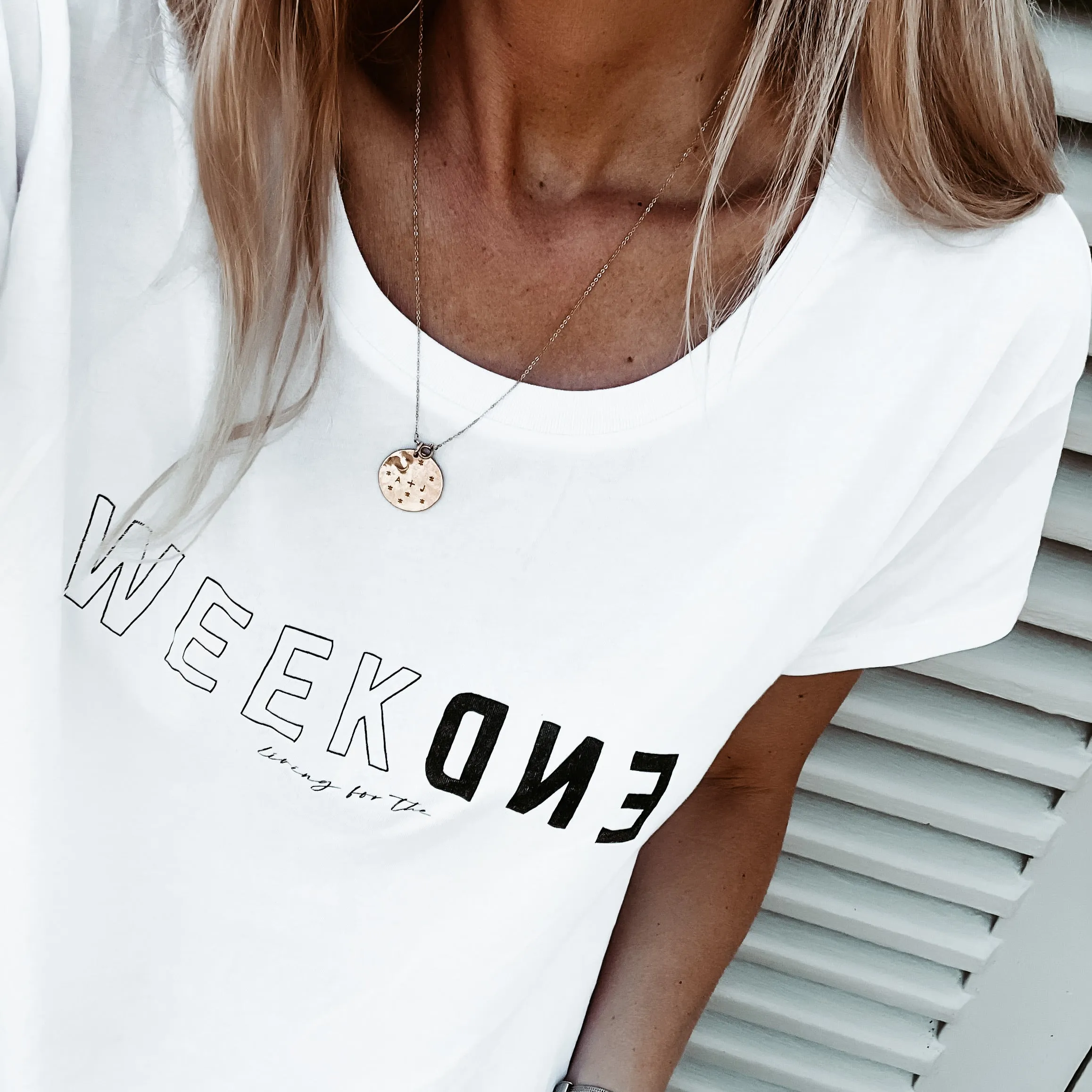 Boxy white WEEKEND  tee