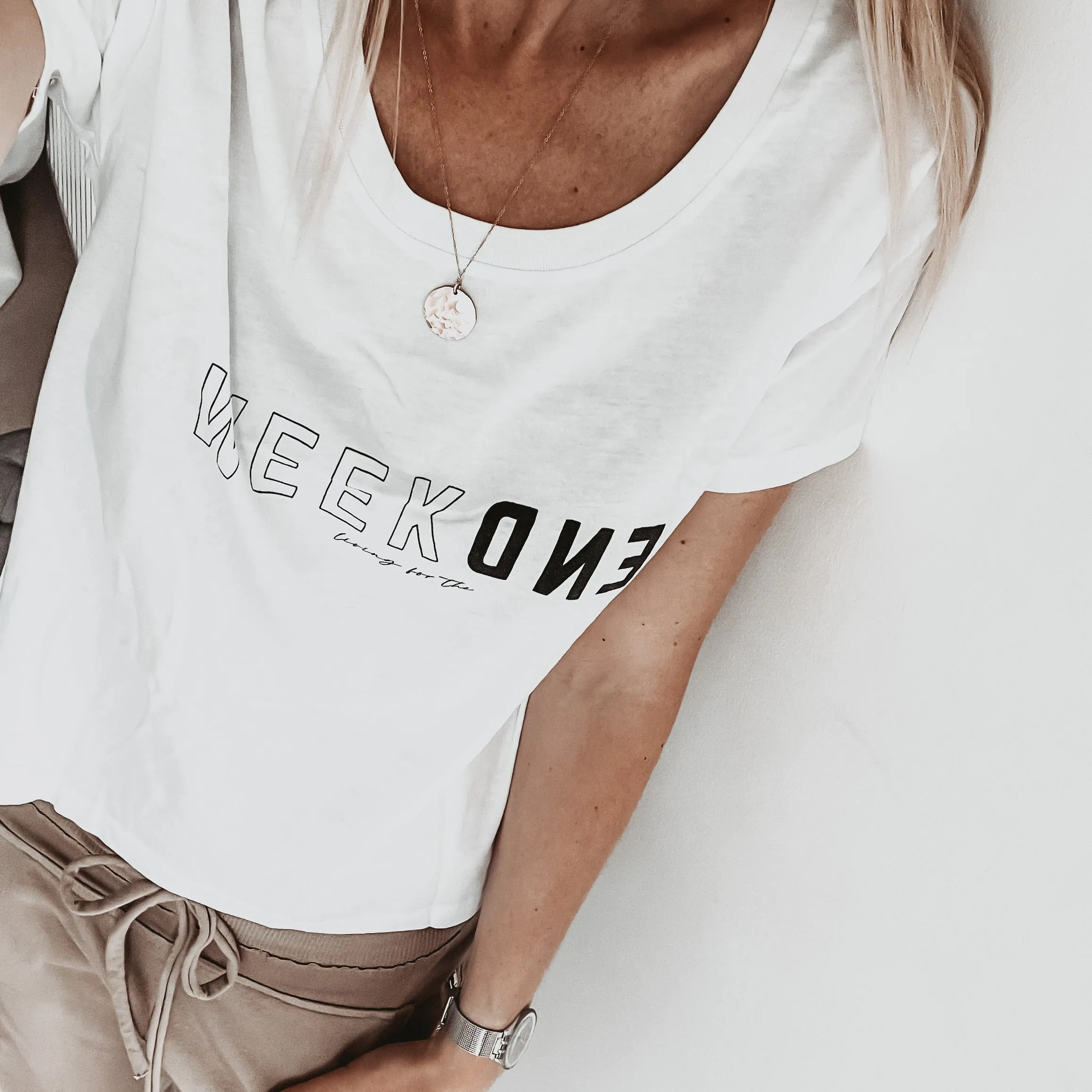 Boxy white WEEKEND  tee