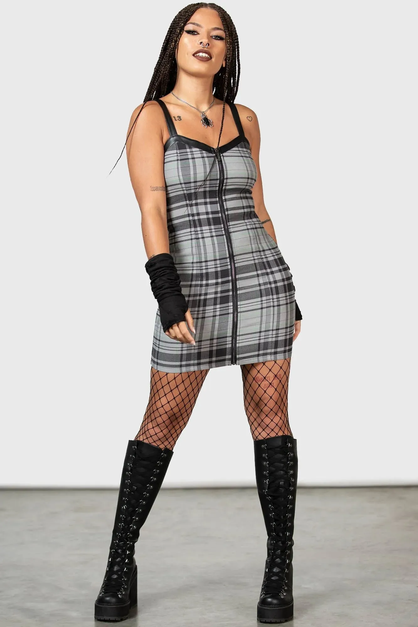 Bury Me Plaid Bodycon Dress