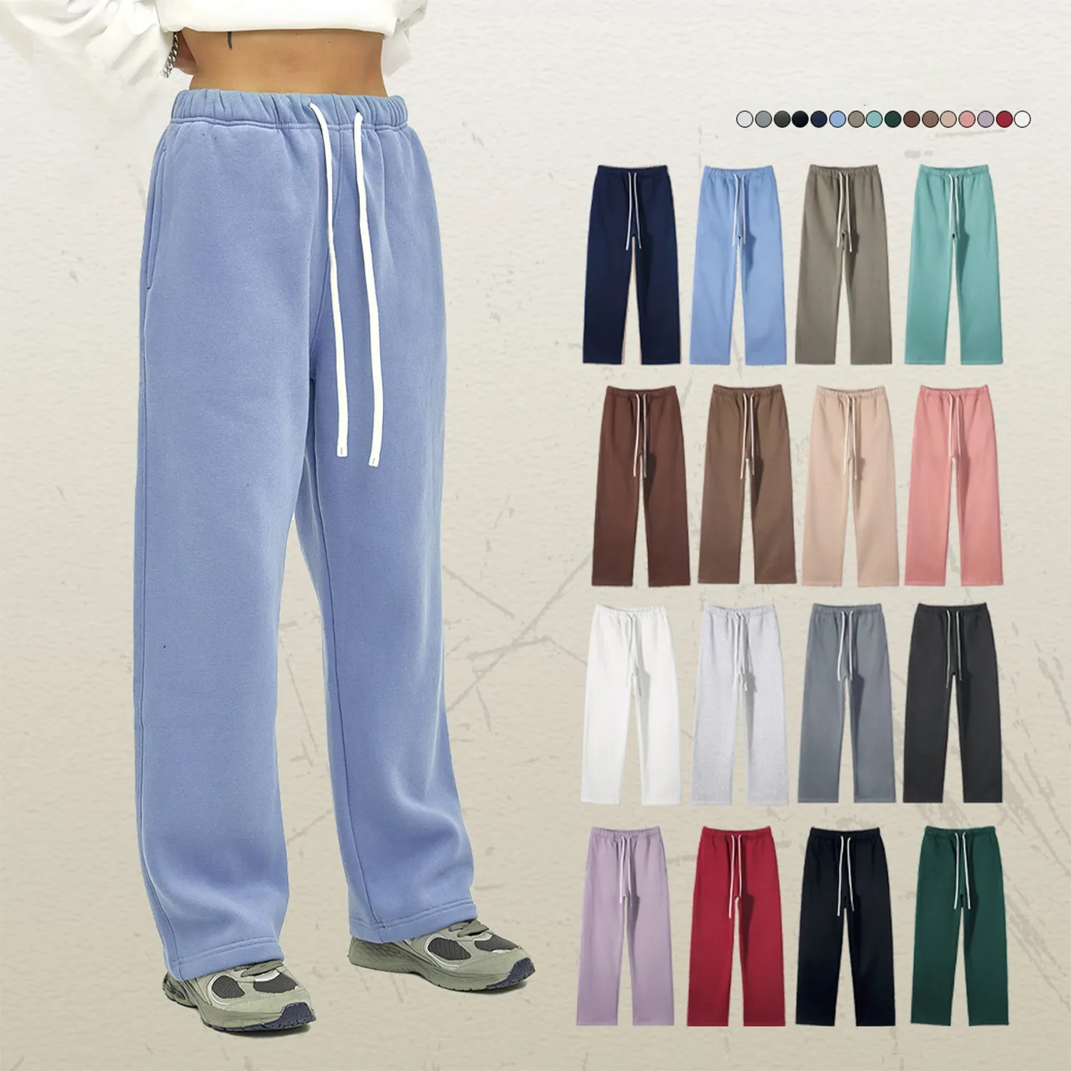 By Any Means Necessary - B.A.M.N Streetwear Unisex Solid Color Fleece Straight Leg Jogging Pants