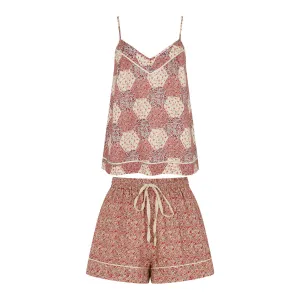 Camilla Cami & Short Aster Pachwork Print Set In Pink