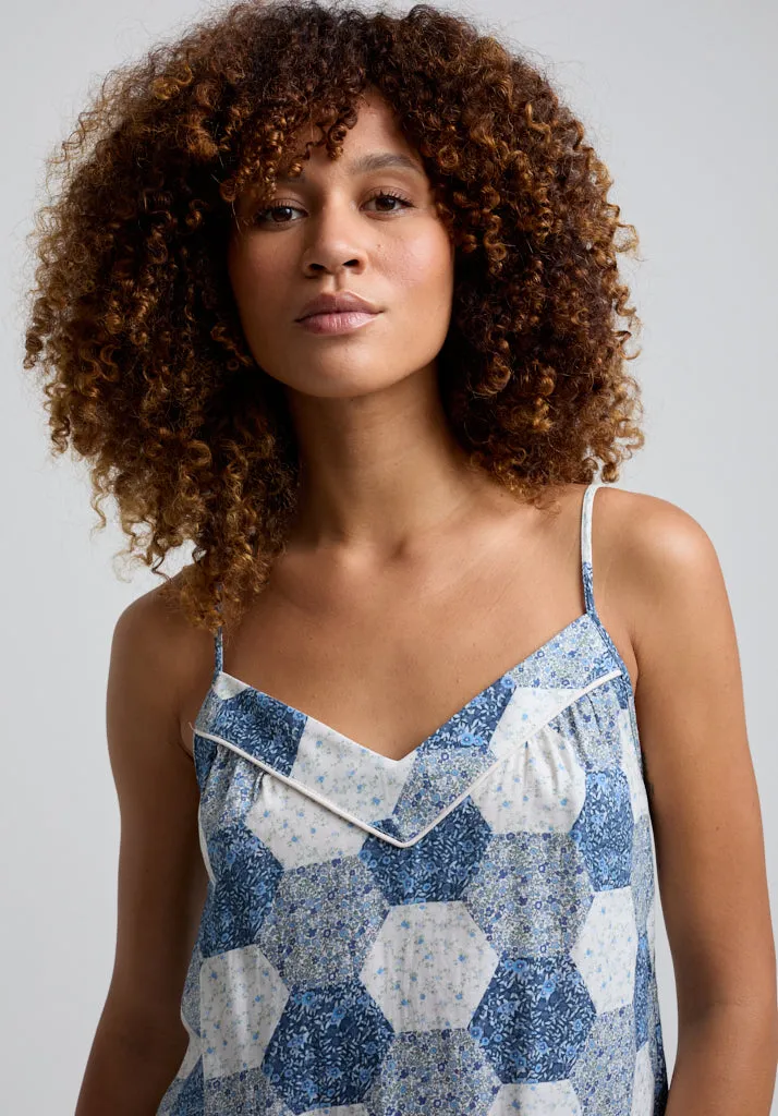 Camilla Cami & Short Aster Patchwork Print Set In Blue