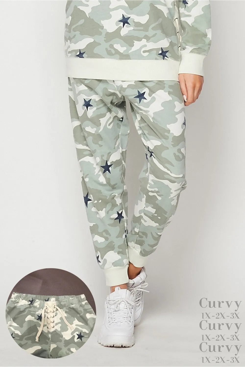 Camo & Stars Joggers, Olive