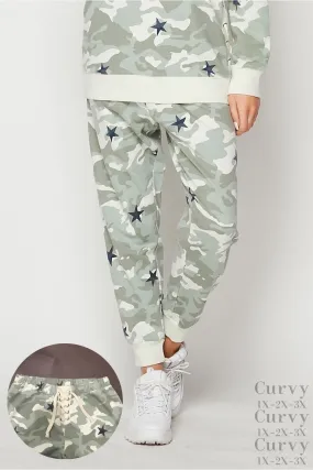 Camo & Stars Joggers, Olive