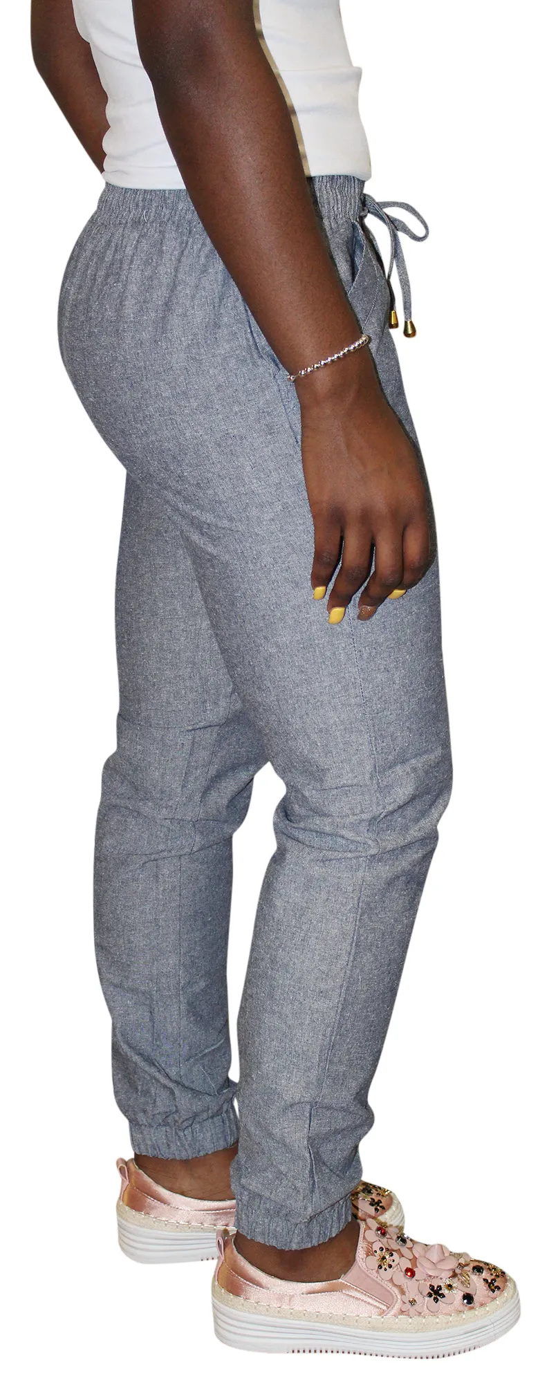 Chances R Womens Linen Denim Jogger