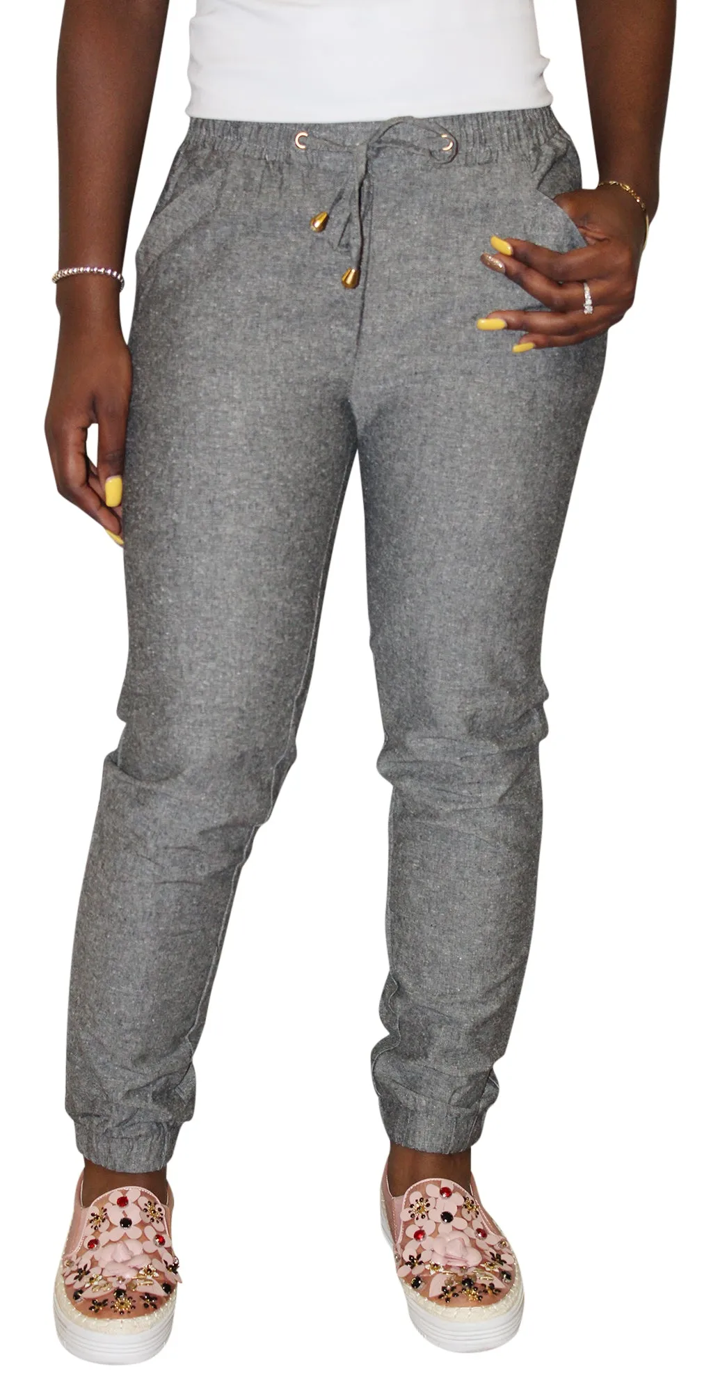 Chances R Womens Linen Denim Jogger