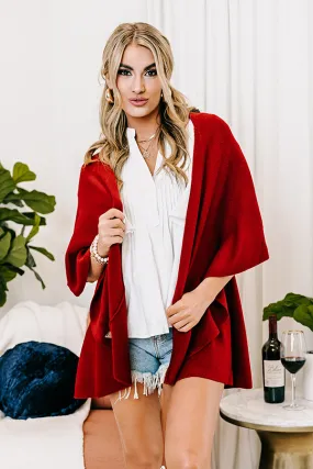 Chic In The Moment Poncho In Red