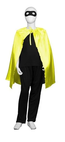 Child's Superhero Cape with Mask Set Costume | Yellow & Black Cosplay