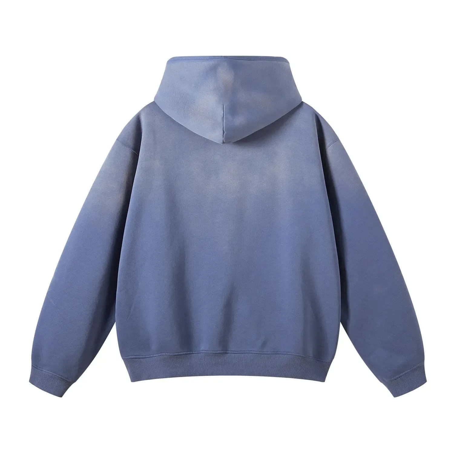 ClassA1 (Denim Blue)Streetwear Unisex Monkey Washed Dyed Fleece Hoodie