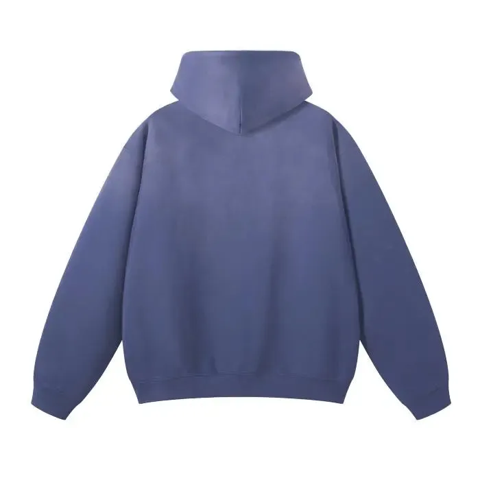 ClassA1 (Denim Blue)Streetwear Unisex Monkey Washed Dyed Fleece Hoodie