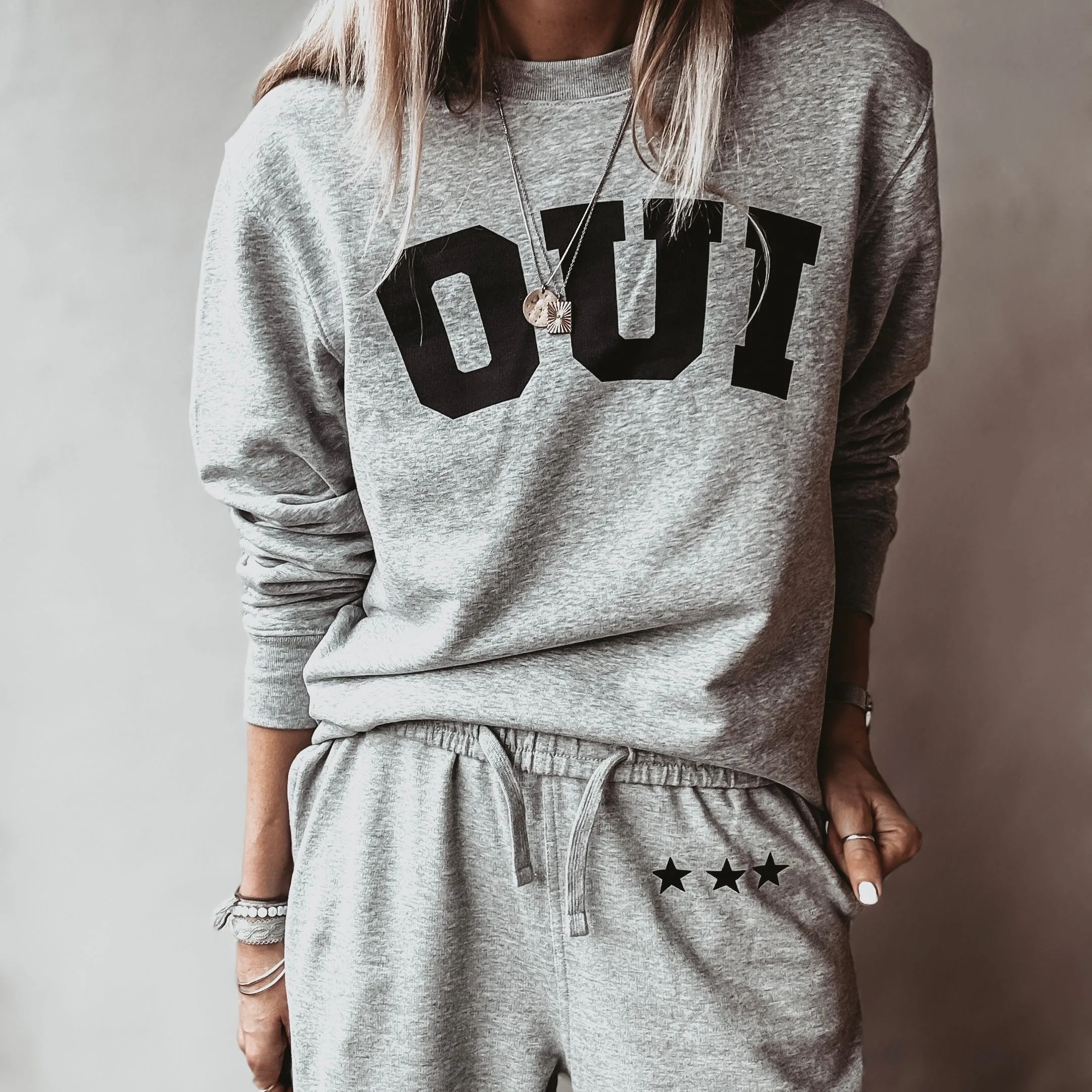 COLLEGE Grey star super slouchy joggers *BACK IN STOCK*