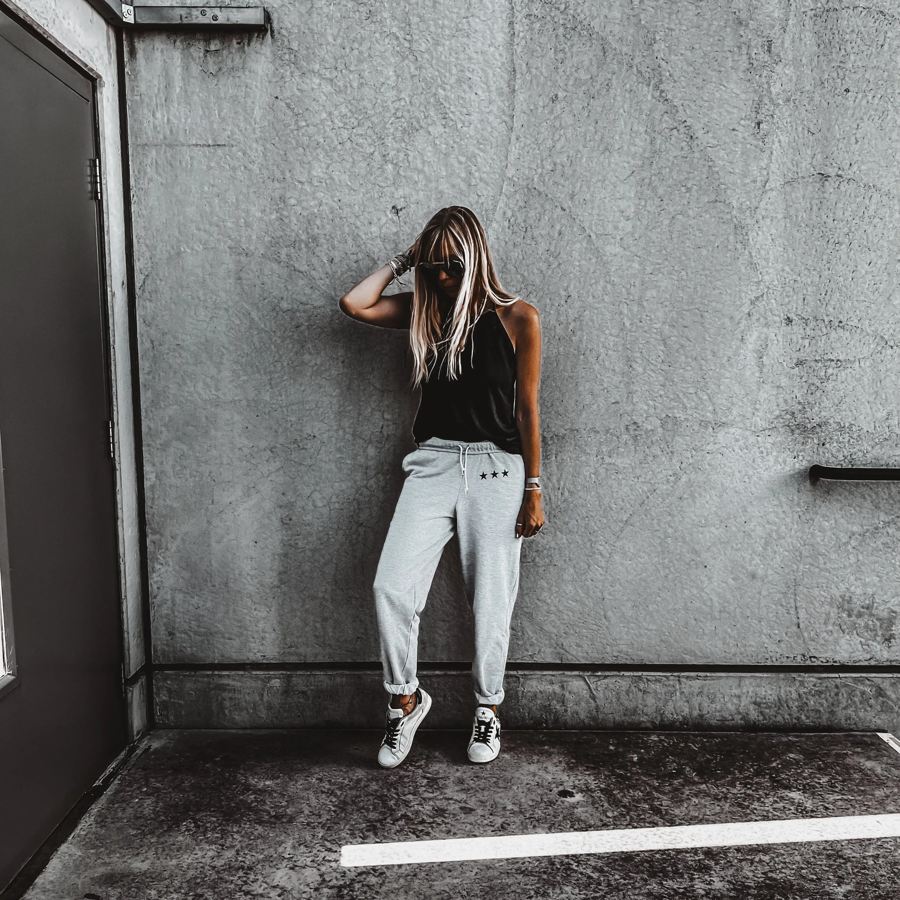 COLLEGE Grey star super slouchy joggers *BACK IN STOCK*