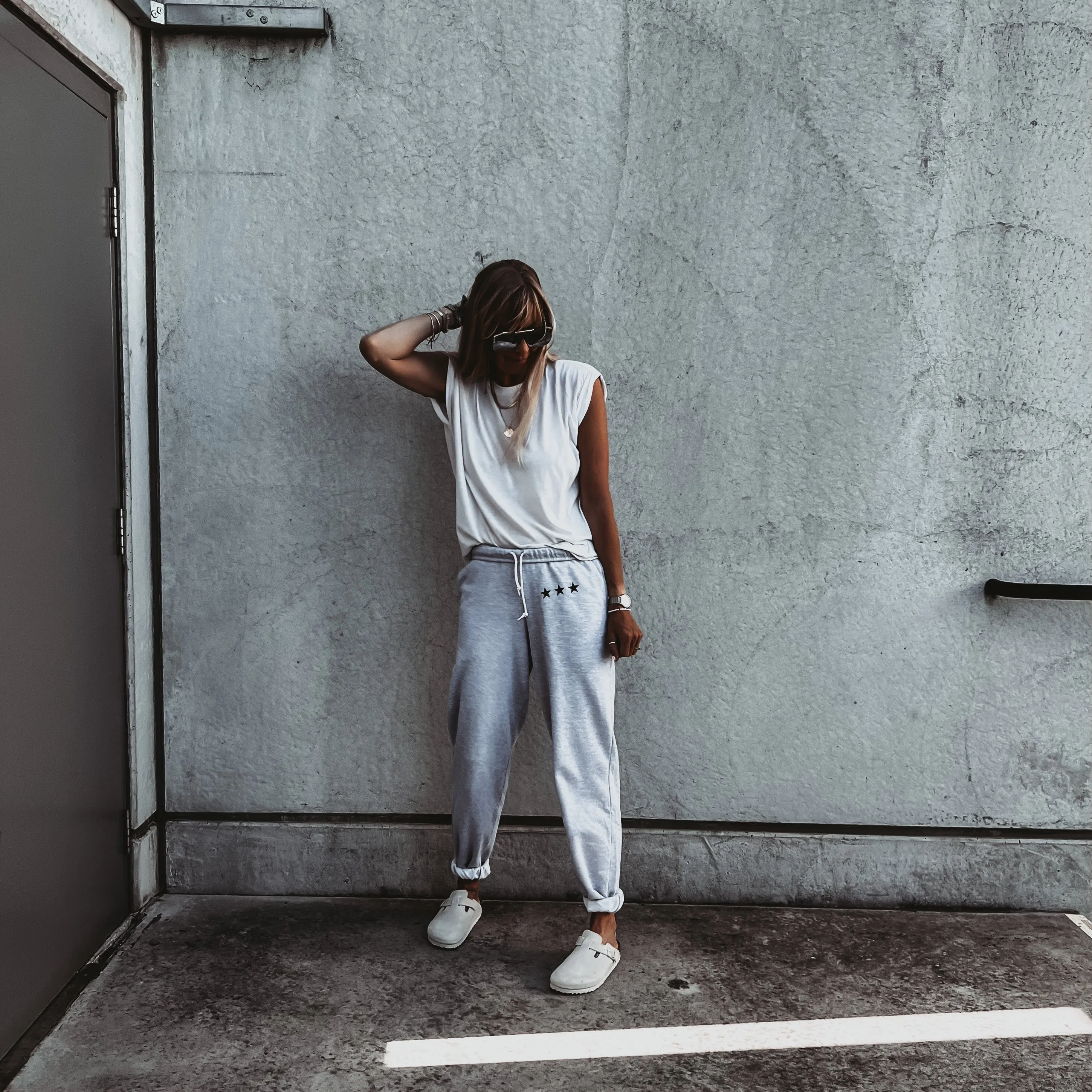 COLLEGE Grey star super slouchy joggers *BACK IN STOCK*