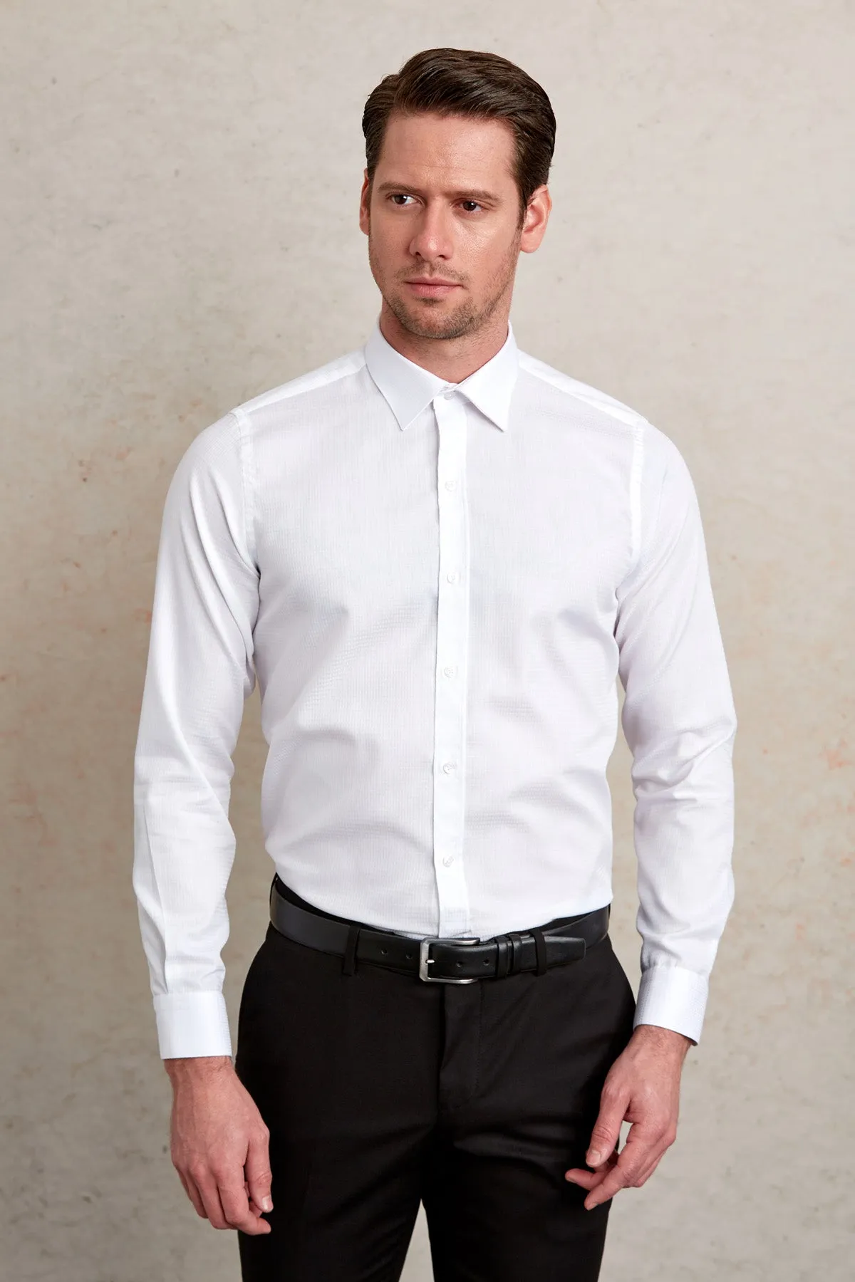 Comfort Fit 100% Cotton White Casual Shirt