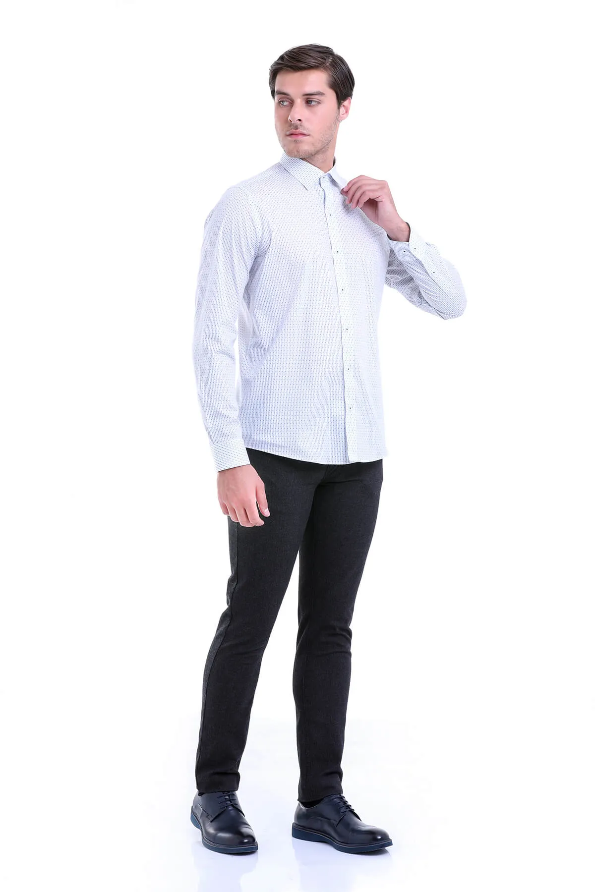 Comfort Fit Long Sleeve Printed Cotton Black Casual Shirt