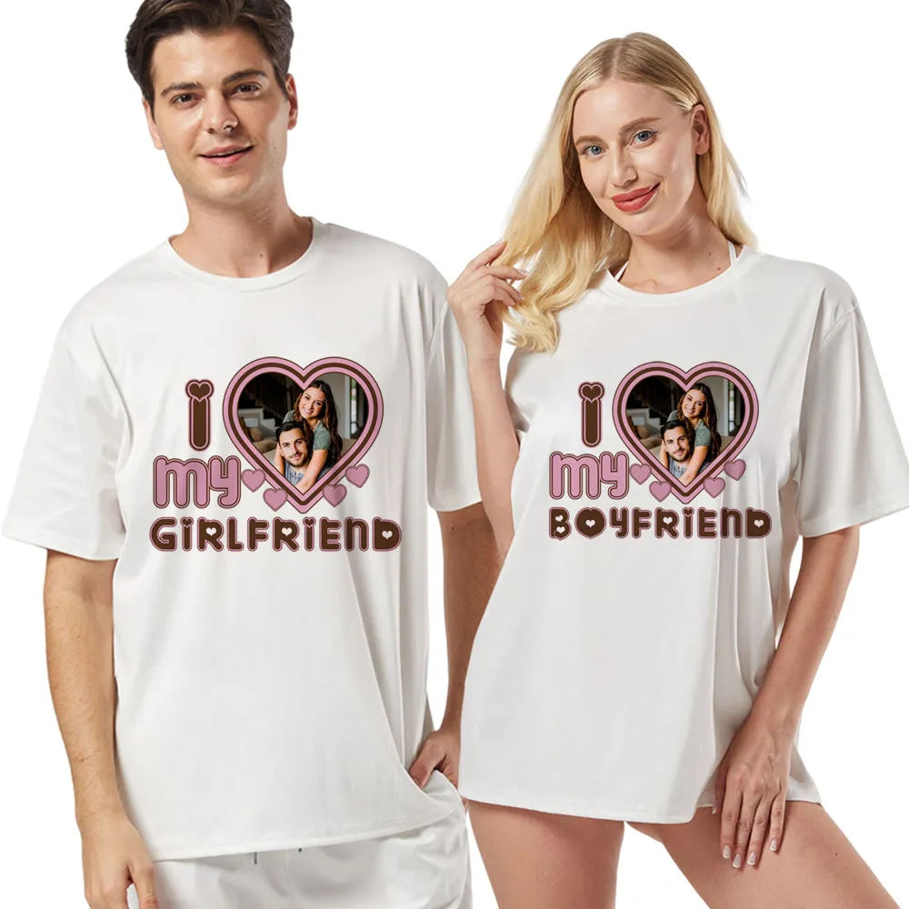 Couple Custom T-shirt Set Two T-Shirts I LOVE MY BOYFRIEND/GIRLFRIEND