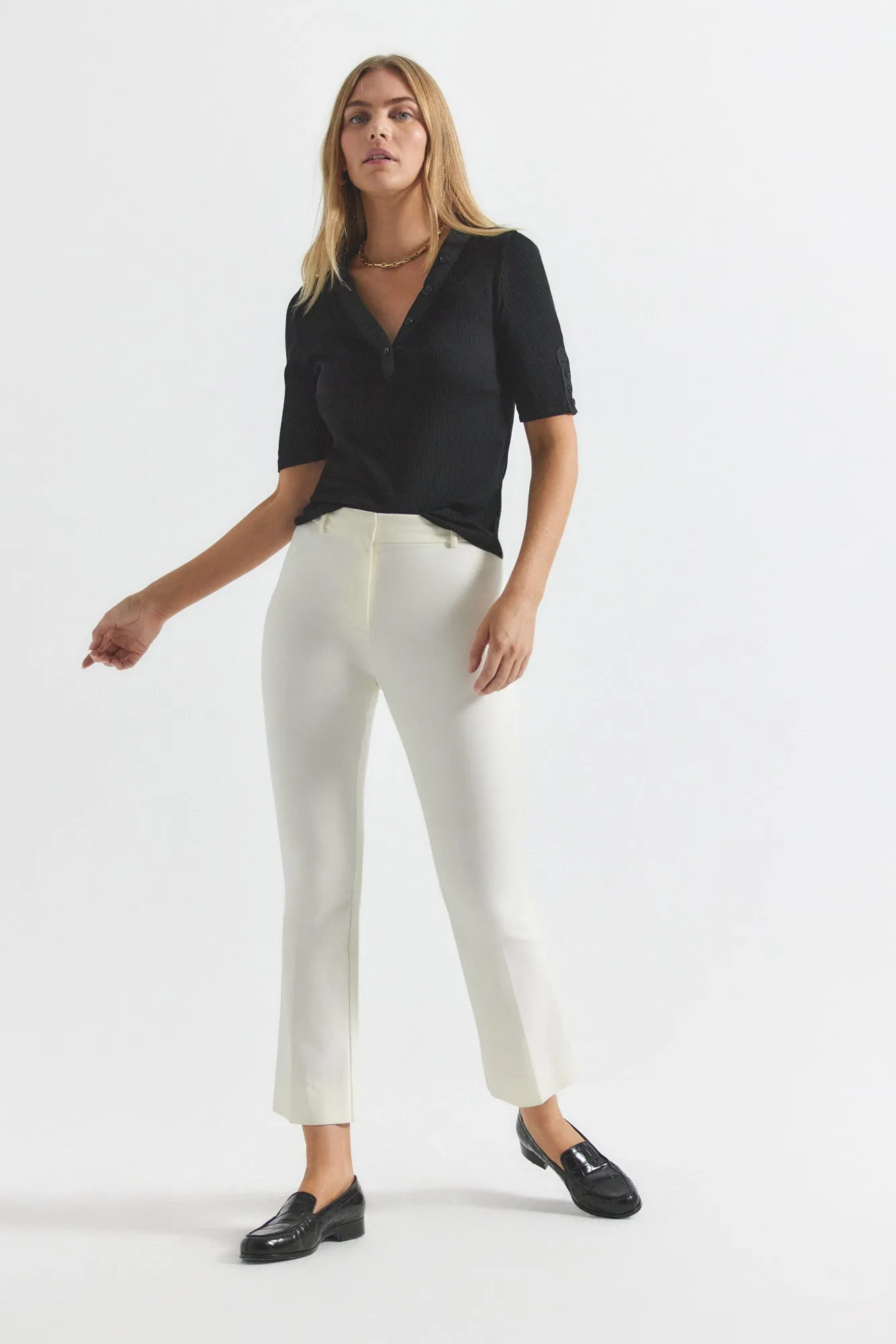 Crosby Crop Flare Trouser - Soft White