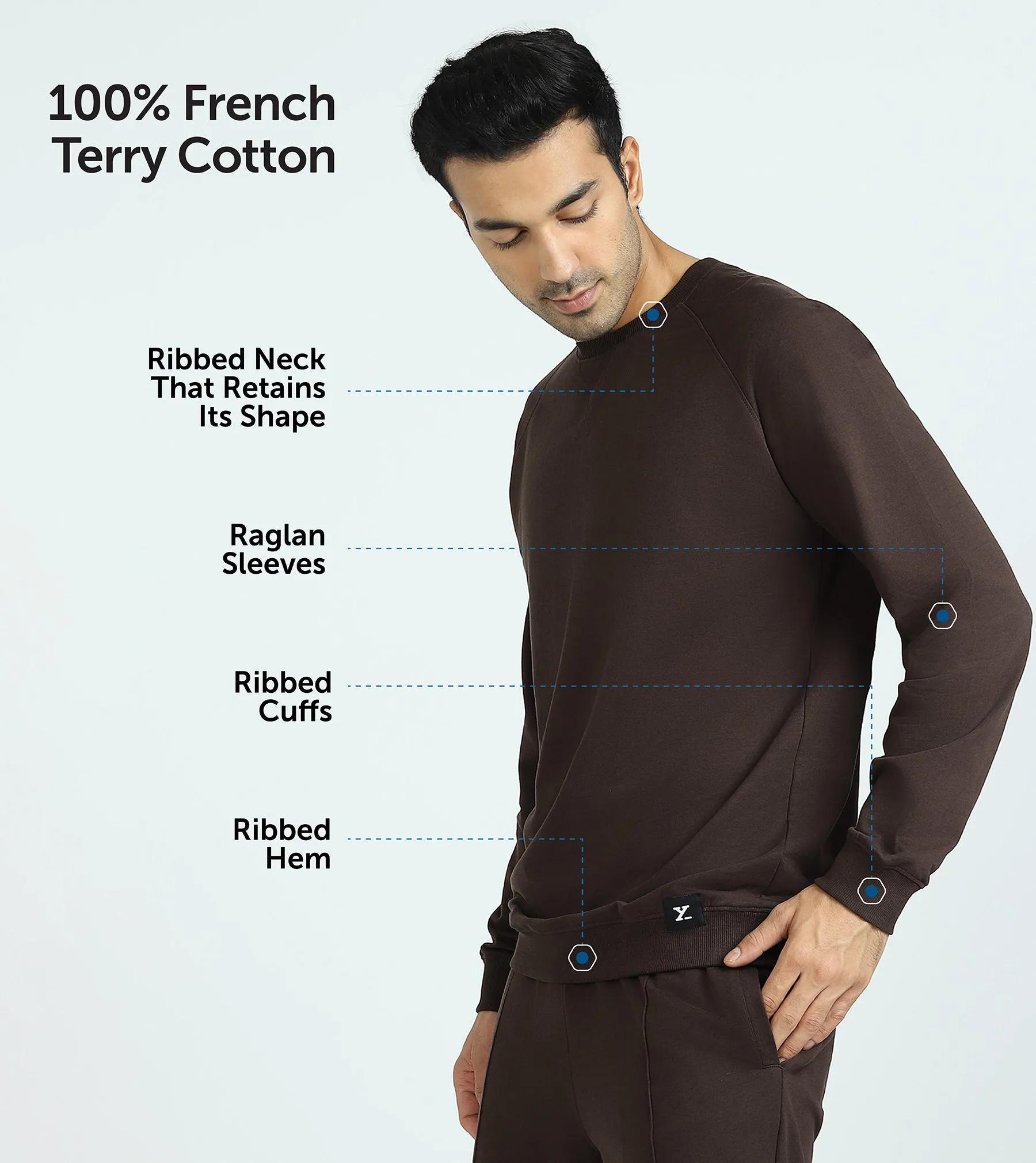 Cruze French Terry Cotton Sweatshirts Malt Brown