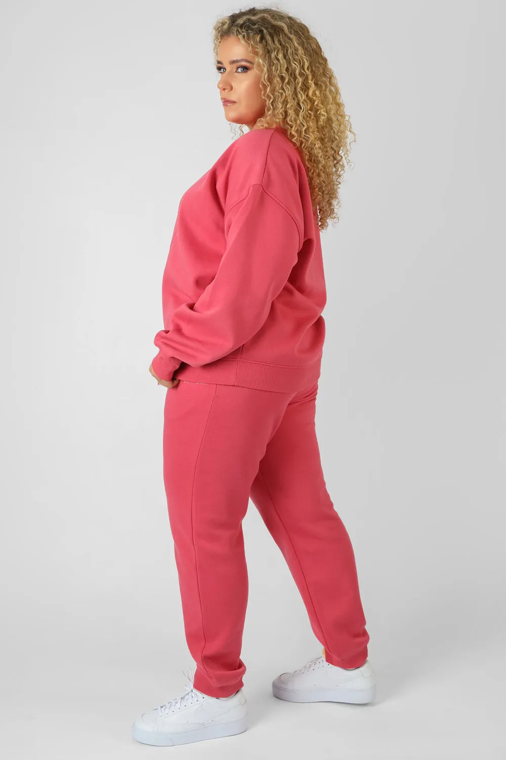 Curve Tonal Embroidery Joggers Coral