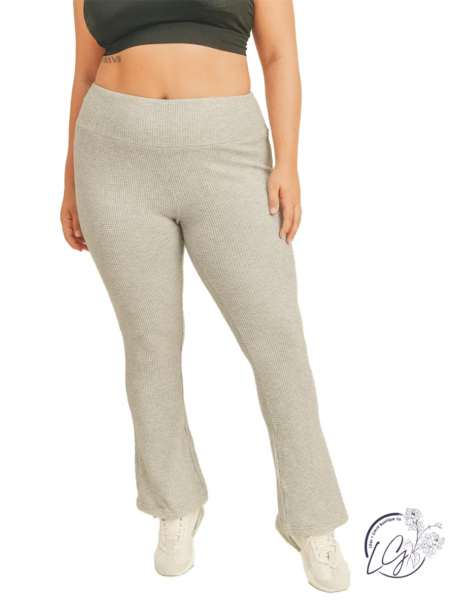 Curvy Soft Brushed Waffle Knit Flare Pants