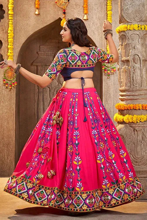 Deep Pink Exclusive Embroidered Work Navratri Chaniya Choli Collection