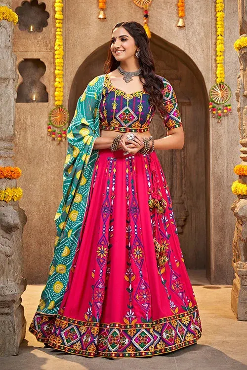 Deep Pink Exclusive Embroidered Work Navratri Chaniya Choli Collection