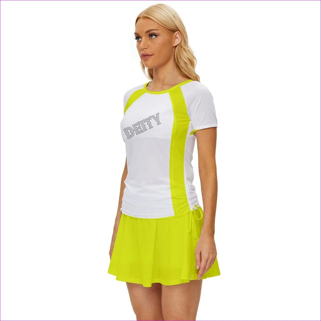 Deity Yellow Color Block Womens Sports Wear Set